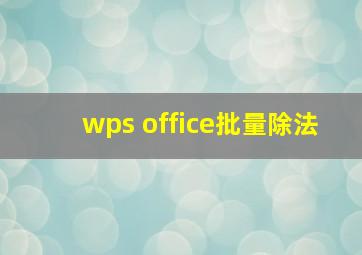 wps office批量除法